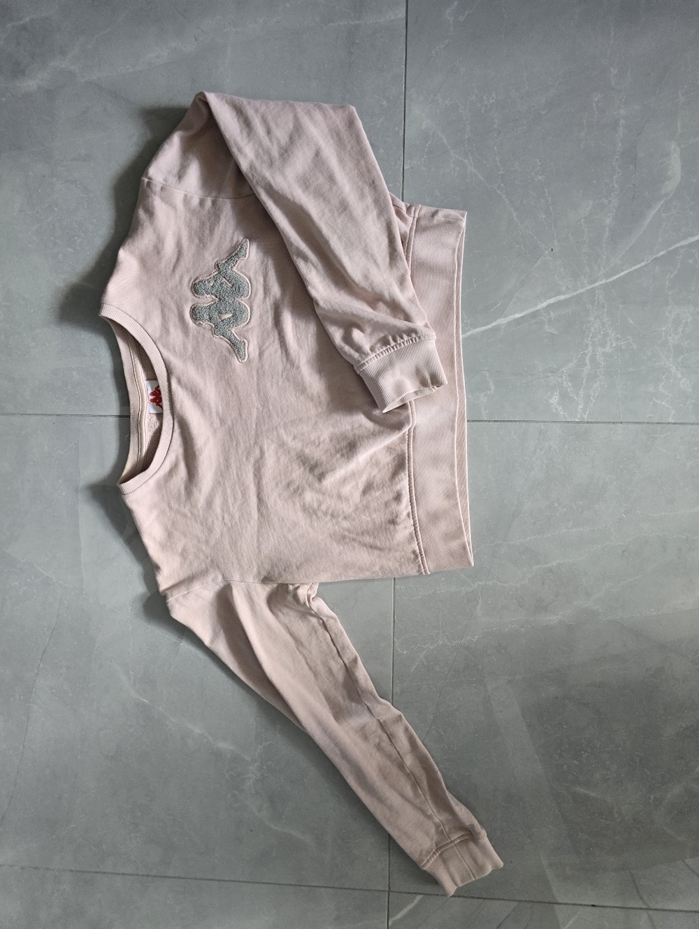 Kappa Light Pink Cropped Sweatshirt with Gray Logo